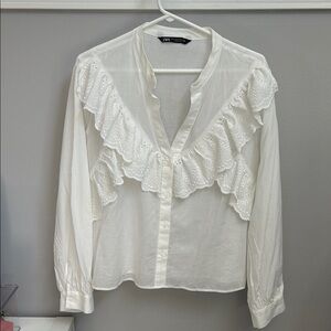 Zara Cream Ruffle Blouse